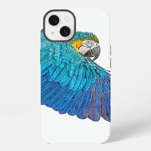 羽ばたくルリコンゴウインコ iPhoneケース (裏面)