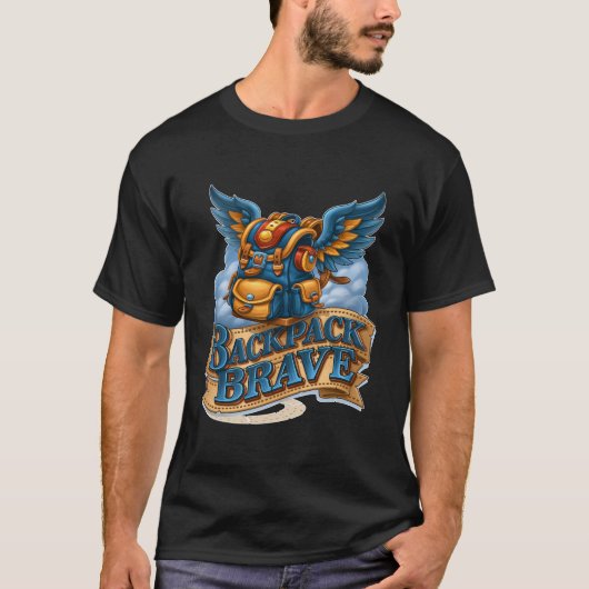 羽ばたく勇敢な魔法のバックパック Tシャツ (正面)