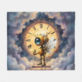 羽ばたく時計守ロビー - Wings+of+Timeシリーズ フリースブランケット (正面(横))