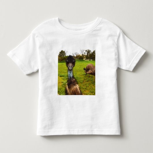 "羽ばたく邪魔者: エミューの大写メBomb" トドラーTシャツ (正面)