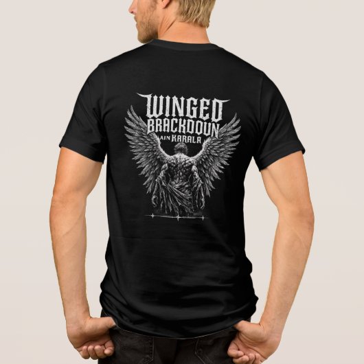 羽ばたく魂ゴシックメタルロゴ | 黒と白 トライブレンドＴシャツ (裏面)