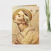 羽をつけられた友人の挨拶状 カード (正面)