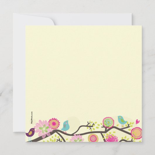 羽をつけられた友人の春の招待状 招待状 (裏面)