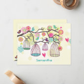 羽をつけられた友人の春平らなNotecard ノートカード (正面/裏面インサイチュ)