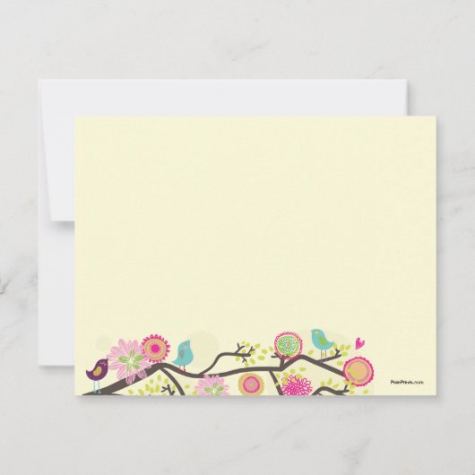 羽をつけられた友人の春平らなNotecard ノートカード (裏面)