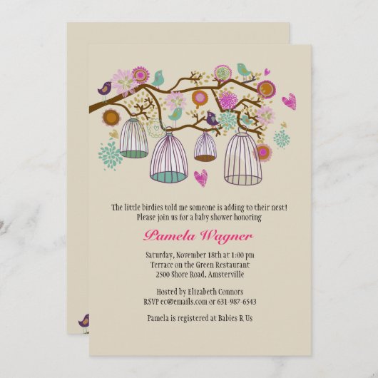 羽をつけられた友人の秋の招待状 招待状 (正面/裏面)