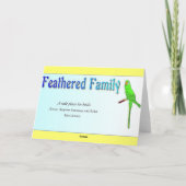 羽をつけられた家族の休日の挨拶 シーズンカード (裏面)
