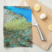 羽をファンインした孔雀 – ワイルドライフバード写真 キッチンタオル (四つ折り)