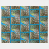 羽をファンインした孔雀 – ワイルドライフバード写真 フリースブランケット (正面(横))