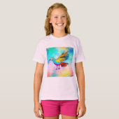 羽を広げたカラフルな鳥 Tシャツ (正面フル)