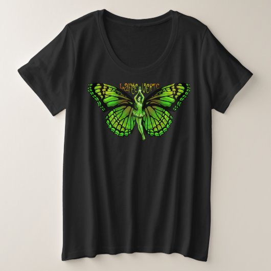 羽を広げたラ・フェ・ヴェルト プラスサイズTシャツ (デザイン正面)