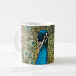 羽を広げた美しいクジャクの写真 コーヒーマグカップ