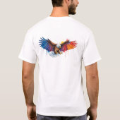 羽を広げた鮮やかな水彩の鷲 Tシャツ (裏面)