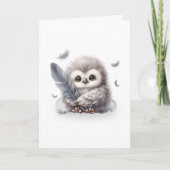 羽を持ったかわいらしい丸いフクロウ空白の カード (正面)