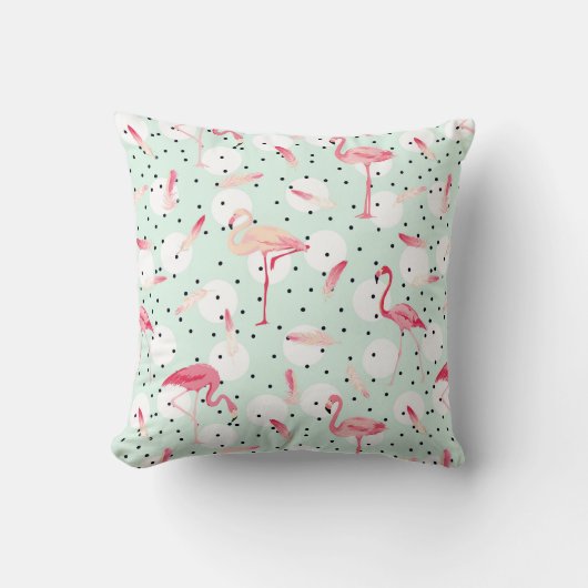 羽を持つフラミンゴの鳥は|あなたのイニシャルを加えます クッション (正面)