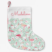 羽を持つフラミンゴの鳥は|あなたの名前を加えます スモールクリスマスストッキング (正面)