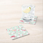 羽を持つフラミンゴの鳥 スクエアペーパーコースター (インサイチュ)