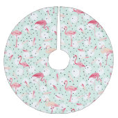 羽を持つフラミンゴの鳥 ブラッシュドポリエステルツリースカート (正面)