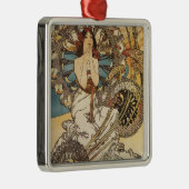 羽を持つ女性- PLM鉄道旅行ポスター メタルオーナメント (右)