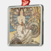 羽を持つ女性- PLM鉄道旅行ポスター メタルオーナメント (左)