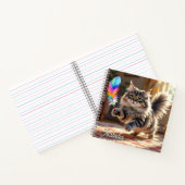 羽を追いかけるかわいい毛ふわふわした猫 ノートブック (内部)