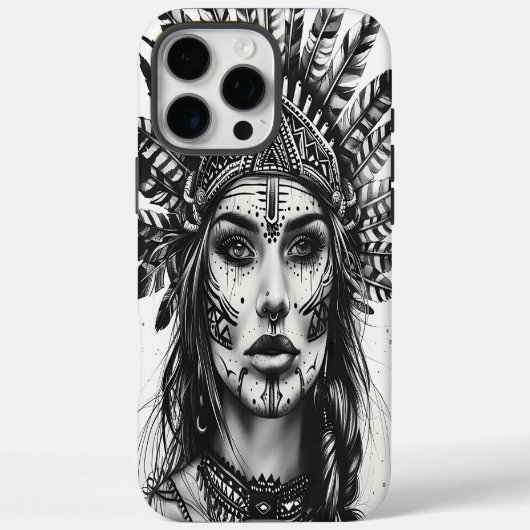 羽を飾ったインディアンの猛将兵 Case-Mate iPhoneケース (裏面)