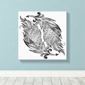 羽インスパイアのスケッチ6 キャンバスプリント (インサイチュ (ウッドフロア))