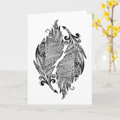 羽インスパイアのスケッチ カード (黄色い花)