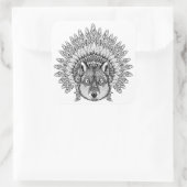 羽インスパイア帽子をかぶった狼 スクエアシール (バッグ)