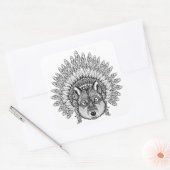 羽インスパイア帽子をかぶった狼 スクエアシール (封筒)