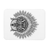 羽インスパイア帽子をかぶった狼 マグネット (横)