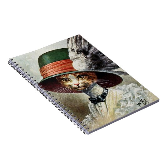 羽エレガントビクトリアン帽子ノートの猫 ノートブック (右側)