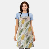 羽エレガント毛と抽象芸術ブラシストロークのシームレス エプロン (着用した状態)