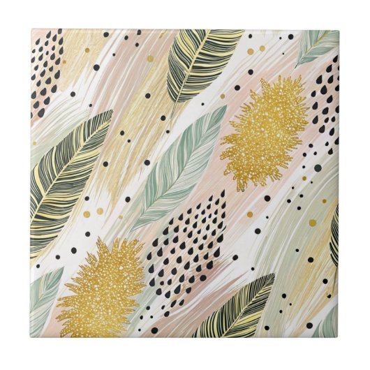 羽エレガント毛と抽象芸術ブラシストロークのシームレス タイル (正面)