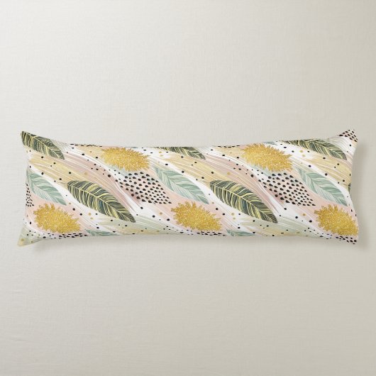 羽エレガント毛と抽象芸術ブラシストロークのシームレス ボディピロー (正面)