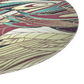 羽エレガント葉抽象芸術黒ティール(緑がかった色)金ゴールド赤 カッティングボード (角)