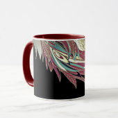 羽エレガント葉抽象芸術黒ティール(緑がかった色)金ゴールド赤 マグカップ (正面左)