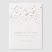 羽エレガント黒と金ゴールドの鳥結婚 ベラム紙招待状 (正面)