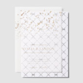 羽エレガント黒と金ゴールドの鳥結婚 ベラム紙招待状 (オフセット (招待状))