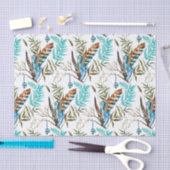 羽カラフルとシダ 薄葉紙 (クラフト)