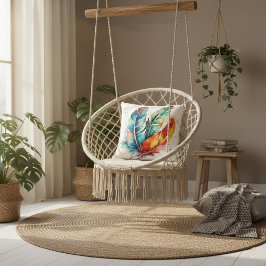 羽カラフル先住民アメリカの水色 クッション