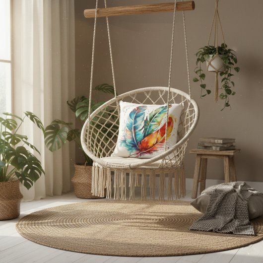 羽カラフル先住民アメリカの水色 クッション