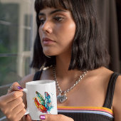 羽カラフル先住民アメリカの水色 コーヒーマグカップ