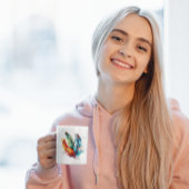 羽カラフル先住民アメリカの水色 コーヒーマグカップ