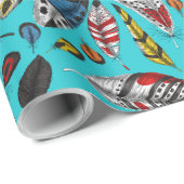 羽カラフル包み紙 ラッピングペーパー (ロールコーナー)