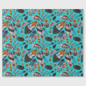 羽カラフル包み紙 ラッピングペーパー (フラット)