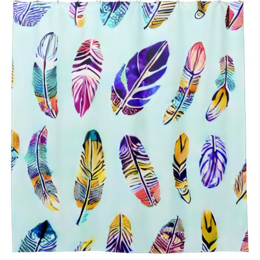 羽カラフル形 シャワーカーテン (正面)