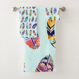 羽カラフル形 バスタオルセット