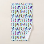 羽カラフル形 バスタオルセット (ハンドタオル)