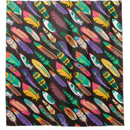 羽カラフル根 シャワーカーテン (正面)